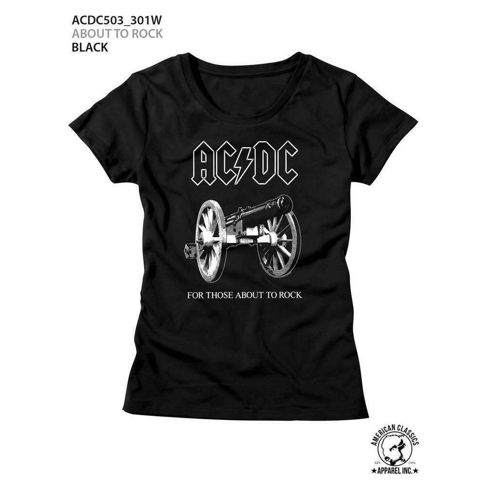 Acdc About To Rock Black Junior Womens T Shirt